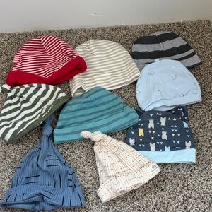 9 baby hats NB-6mo
